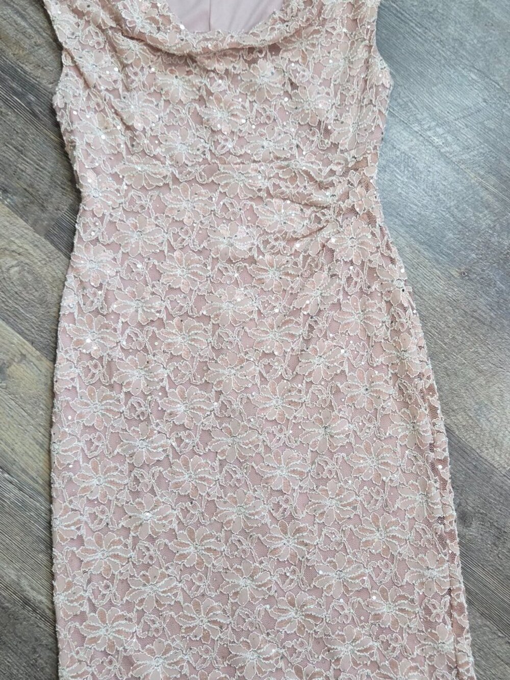 Pink Lace Sequined Midi Sheath Dress Sz 12 by Connected Apparel